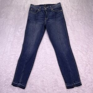 7 For All Mankind Skinny Ankle Crop Front Seam Slit Released Hem Jeans - Size 28